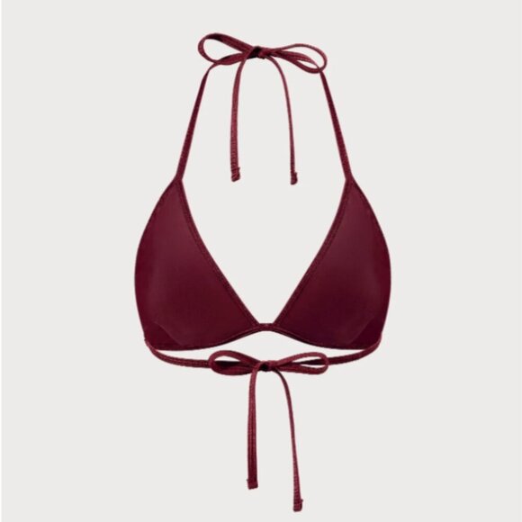 BERLOOK Burgundy Crochet Halter Triangle TOP AND Burgundy Crochet Tie Bottom 52 - Picture 8 of 13